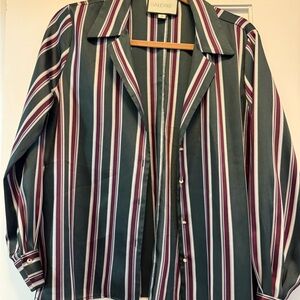 Alexis Green and Red Striped Button Down Shirt